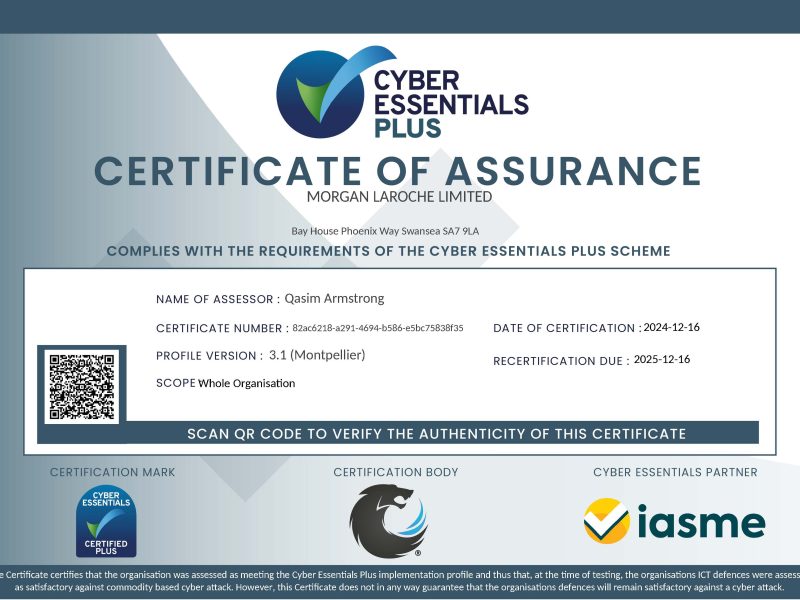 Cyber Essentials Plus Certificate of Assurance 2024